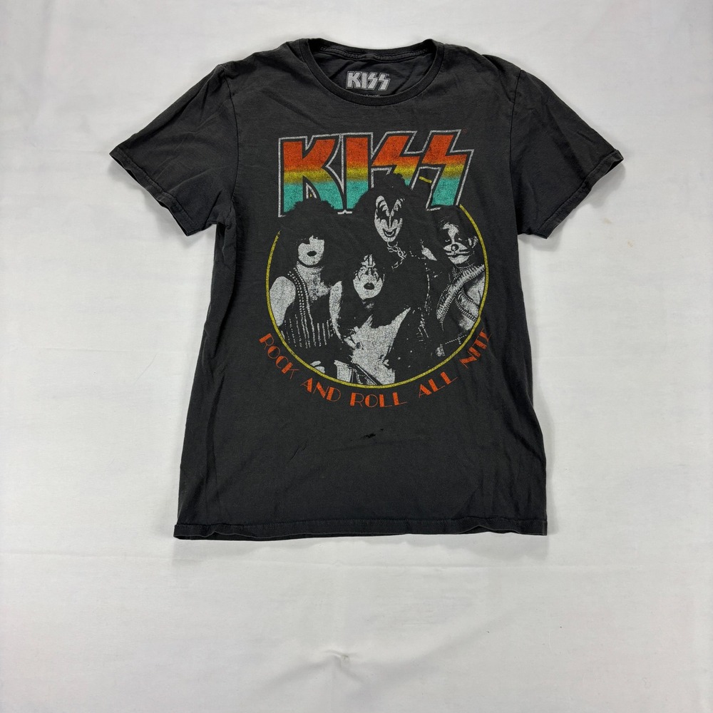 KISS Rock and Roll All Nite Graphic T Shirt Men Size S/P Black Cotton
